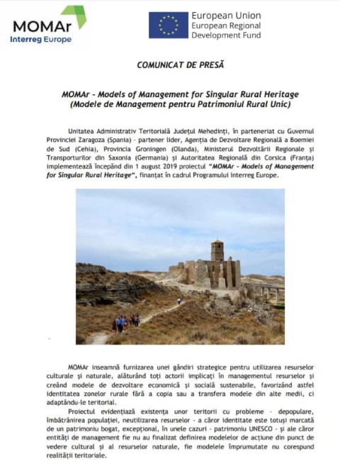 PROIECTUL ,,MOMAr –  Models of Management  for Singular Rural Heritage”